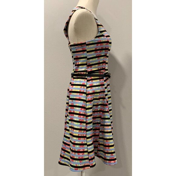 My Michelle Striped Multicolor Sleeveless Fit & Flare Dress Back Zipper Size 5 - Picture 5 of 16